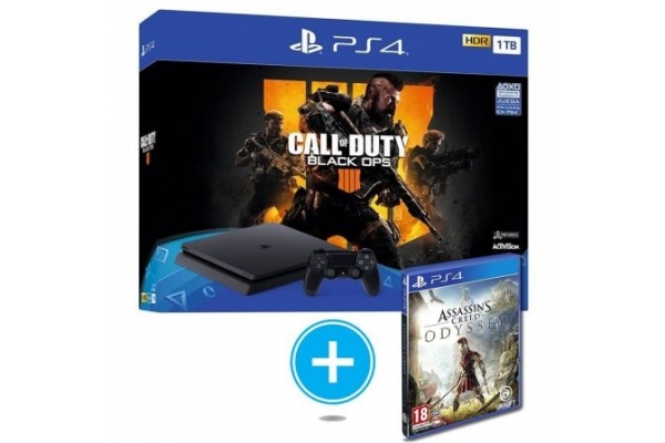 CONSOLA SONY PS4 SLIM 1TB + CALL OF DUTY BLACK OPS 4 + ASSASINS CREED ODYSSEY