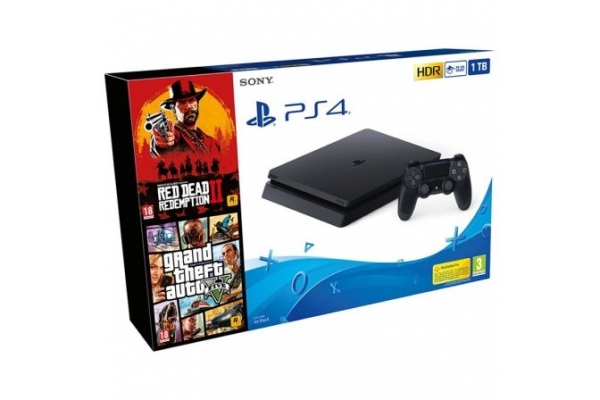 PLAYSTATION 4 SLIM 1TB + RED DEAD REDEMPTION 2 + GRAND THEFT AUTO V