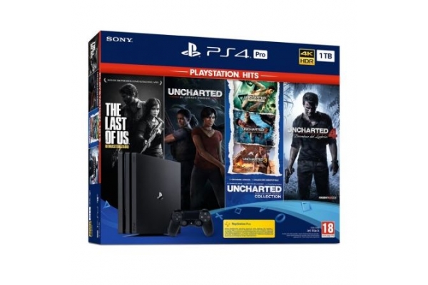 CONSOLA SONY PLAYSTATION 4 PRO 1TB + THE LAST OF US + UNCHARTED LEGACY + UNCHARTED COLLECTION + UNCHARTED 4