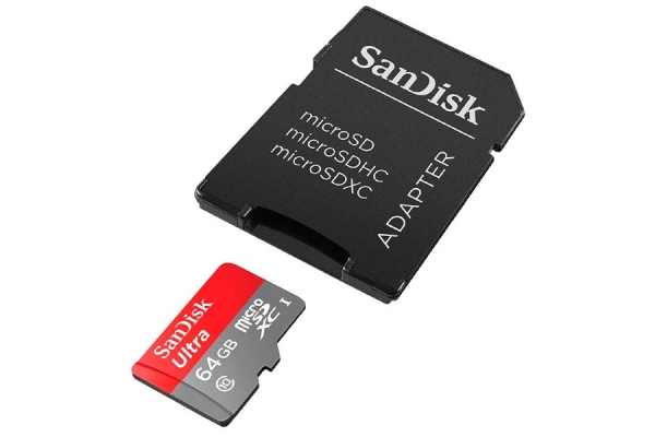 MEMORIA SD MICRO SANDISK + ADAP 64GB 80-MB/s SDXC SDSQUNS-064G-GN3MA