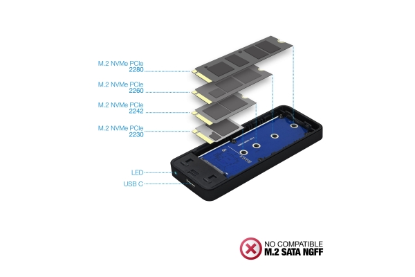 CAJA EXTERNA TOOQ PARA SSD M.2 MVME PCI TQE-2280B
