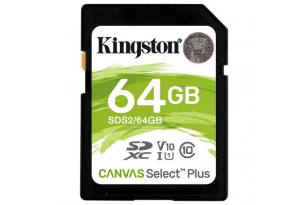 TARJETA DE MEMORIA KINGSTON CANVAS SELECT PLUS 64GB SD XC CLASE 10 100MBS