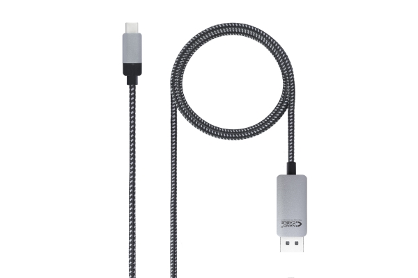 NANOCABLE CABLE CONVERSOR USB-C MACHO A DISPLAYPORT MACHO 1.80M - COLOR NEGRO/PLATA