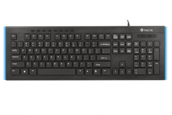 TECLADO NGS FIREFLY MULTIMEDIA ULTRAFINO CON LUCES LED AZULES